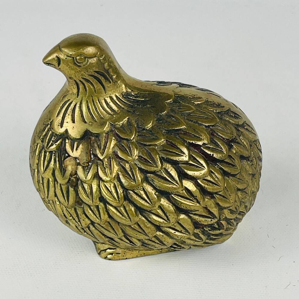 Vintage Brass Quail Bird Figurine Paperweight